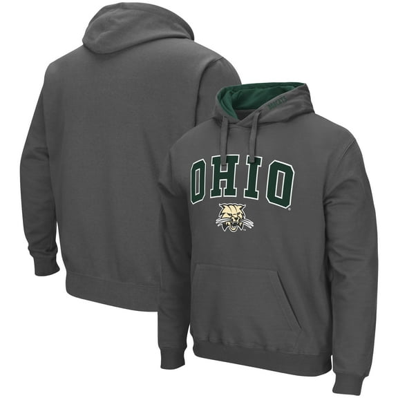 Men's Colosseum Charcoal Ohio Bobcats Arch & Logo 3.0 Pullover Hoodie