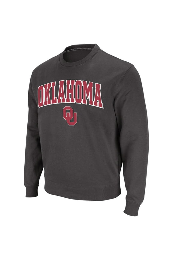 Men's Colosseum Charcoal Oklahoma Sooners Arch & Logo Crew Neck Sweatshirt