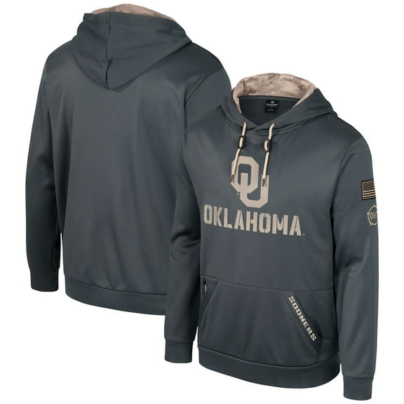 Men's Colosseum Charcoal Oklahoma Sooners OHT Military Appreciation Pullover Hoodie