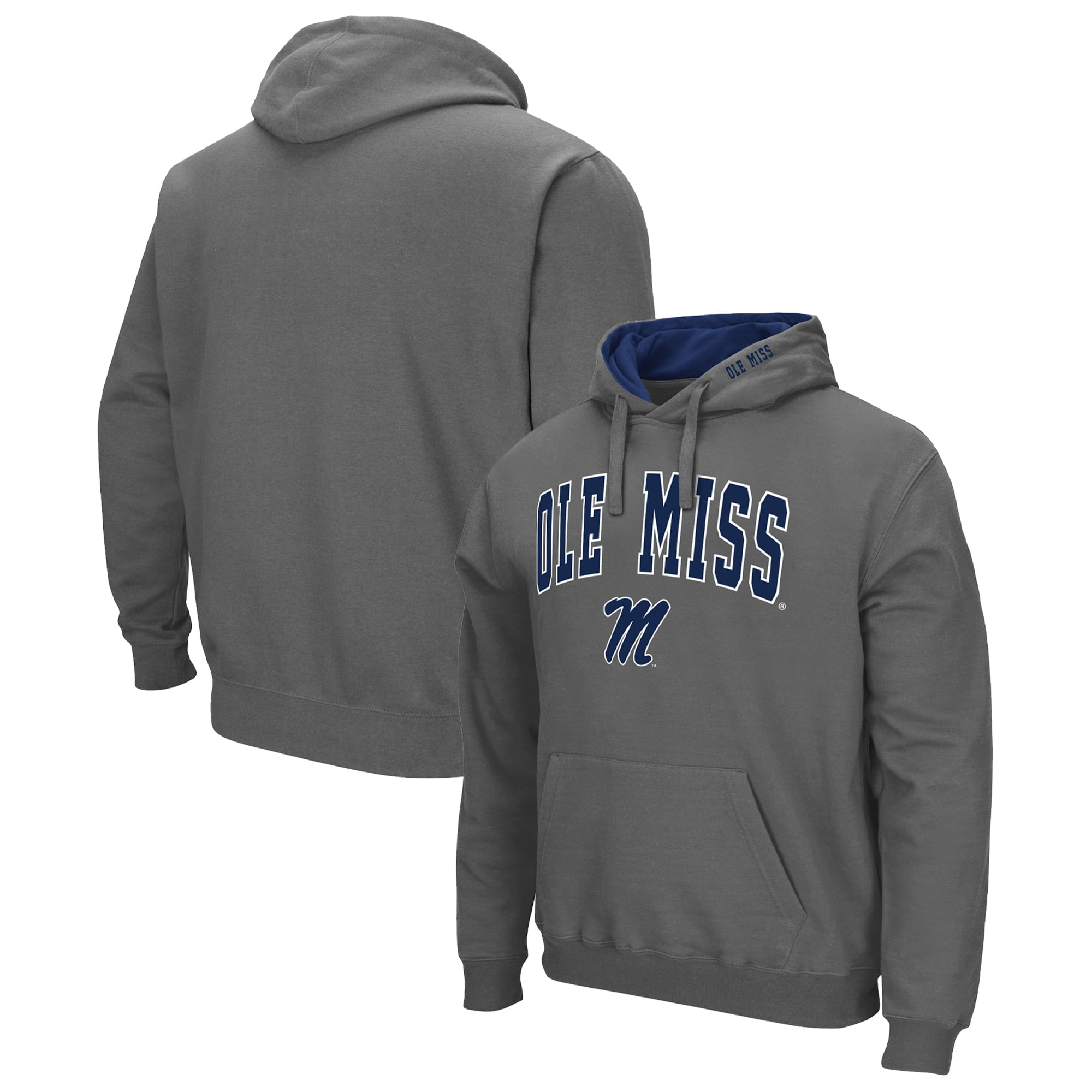 Men s Colosseum Charcoal Ole Miss Rebels Arch Logo 3.0 Pullover