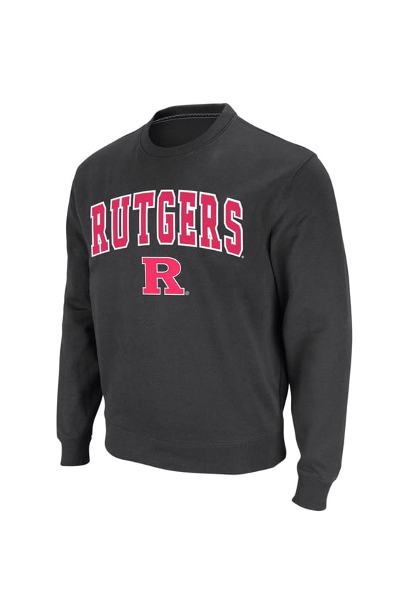 Men's Colosseum Charcoal Rutgers Scarlet Knights Arch & Logo Crew Neck Sweatshirt