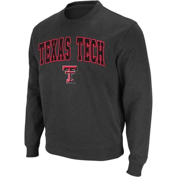 Men's Colosseum Charcoal Texas Tech Red Raiders Arch & Logo Crew Neck Sweatshirt