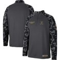 thumbnail image 1 of Men's Colosseum Charcoal Virginia Cavaliers OHT Military Appreciation Long Range Raglan Quarter-Zip Jacket, 1 of 4