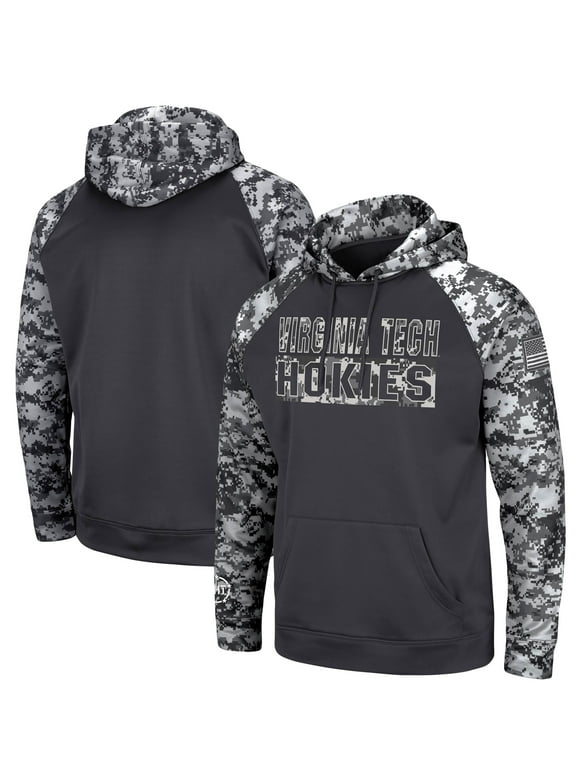 Men's Colosseum Charcoal Virginia Tech Hokies OHT Military Appreciation Digital Camo Pullover Hoodie