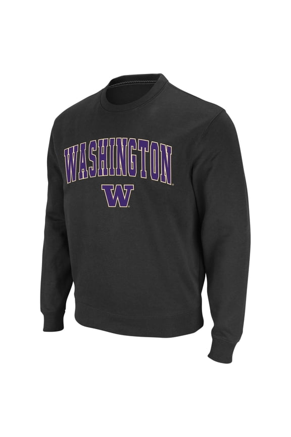 Men's Colosseum Charcoal Washington Huskies Arch & Logo Crew Neck Sweatshirt