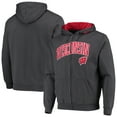thumbnail image 1 of Men's Colosseum Charcoal Wisconsin Badgers Arch & Logo 3.0 Full-Zip Hoodie, 1 of 3
