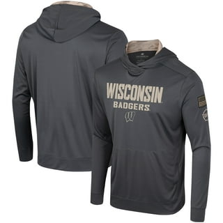 Men's Colosseum White Wisconsin Badgers Mossy Oak SPF 50 Performance Long Sleeve Hoodie T-Shirt Size: Small