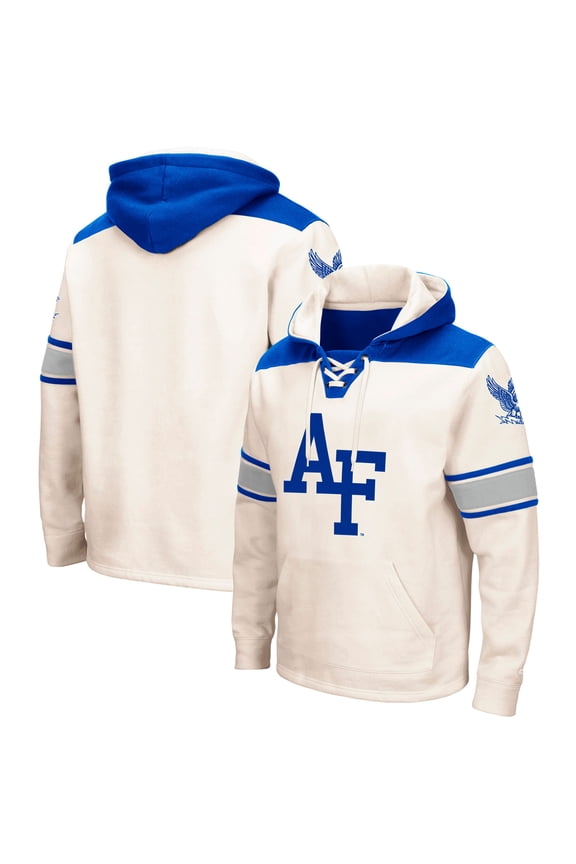 Men's Colosseum Cream Air Force Falcons 2.0 Lace-Up Pullover Hoodie