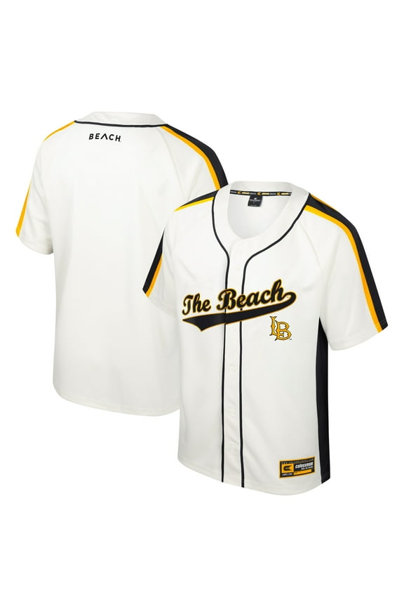 Men's Colosseum Cream Cal State Long Beach The Beach Ruth Button-Up Baseball Jersey