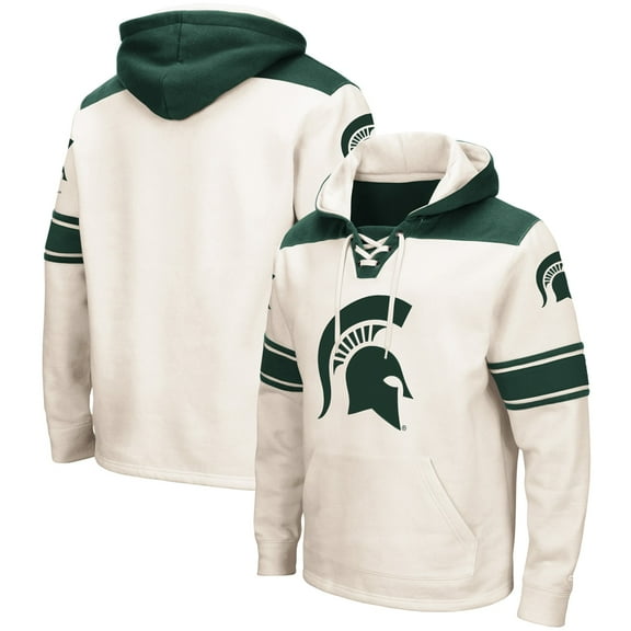 Men's Colosseum Cream Michigan State Spartans 2.0 Lace-Up Pullover Hoodie