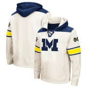 COLOSSEUM ATHLETICS Men's Colosseum Cream Michigan Wolverines Big & Tall Hockey Lace-Up Pullover Hoodie
