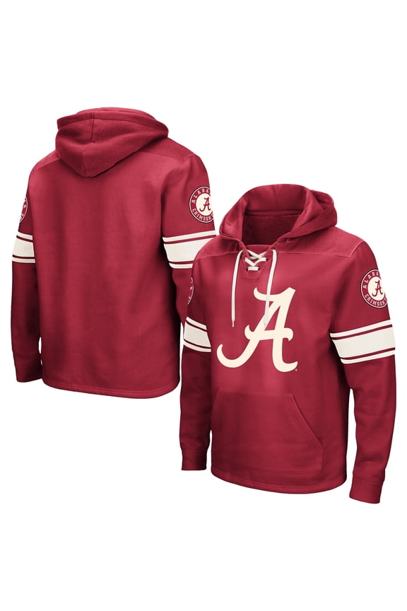 Men's Colosseum Crimson Alabama Crimson Tide Big & Tall Hockey Lace-Up Pullover Hoodie