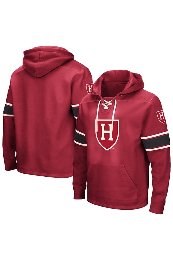 Men's Colosseum Crimson Harvard Crimson 2.0 Lace-Up Hoodie