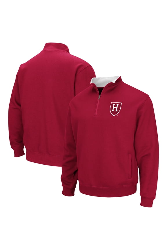 Men's Colosseum Crimson Harvard Crimson Tortugas Team Logo Quarter-Zip Jacket