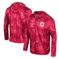 thumbnail image 1 of Men's Colosseum Crimson Indiana Hoosiers Palms Printed Lightweight Quarter-Zip Hooded Top, 1 of 3