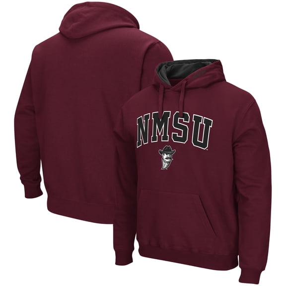 Men's Colosseum Crimson New Mexico State Aggies Arch & Logo 3.0 Pullover Hoodie
