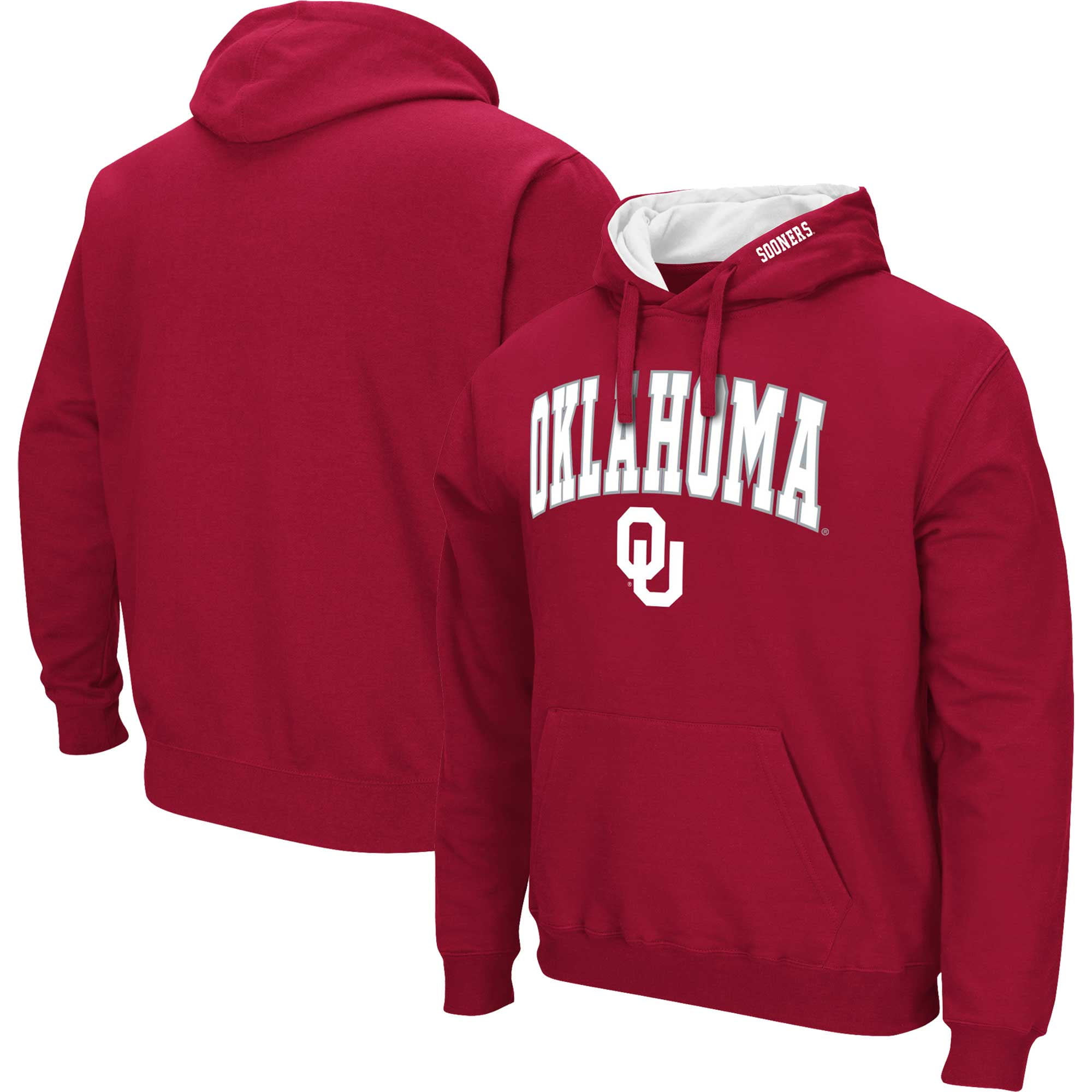 Men's Colosseum Crimson Oklahoma Sooners Arch & Logo 3.0 Pullover ...