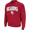 thumbnail image 1 of Men's Colosseum Crimson Oklahoma Sooners Arch & Logo Crew Neck Sweatshirt, 1 of 4