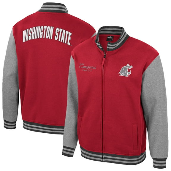 Men's Colosseum Crimson Washington State Cougars Ambi-Turner Full-Zip Varsity Jacket