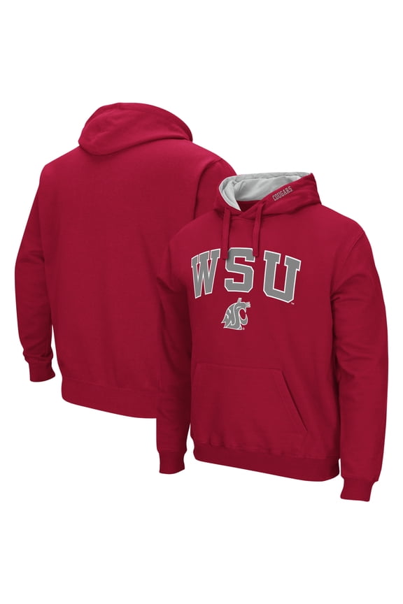 Men's Colosseum  Crimson Washington State Cougars Arch & Logo Hoodie
