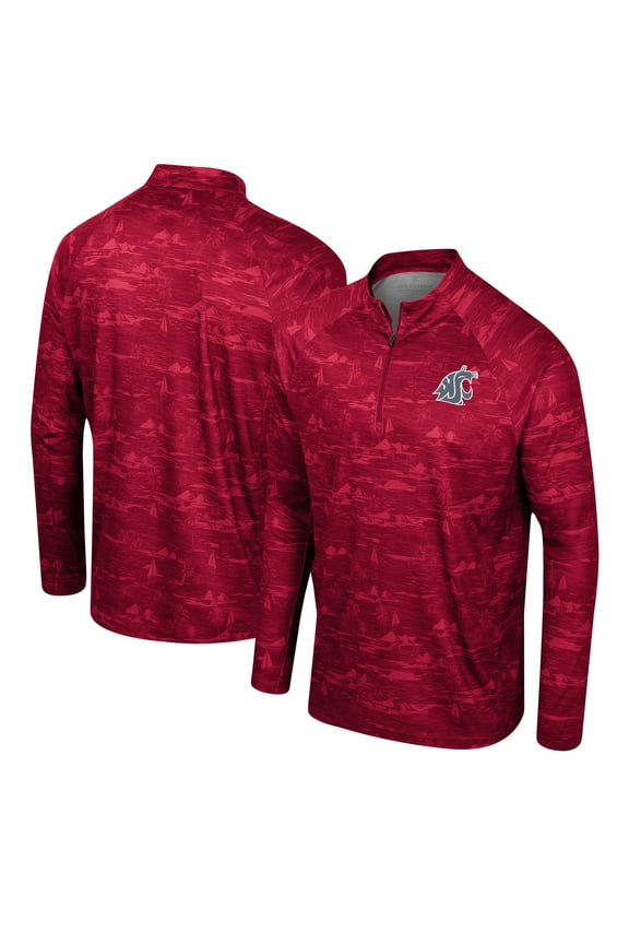 Men's Colosseum Crimson Washington State Cougars Carson Raglan Quarter-Zip Jacket