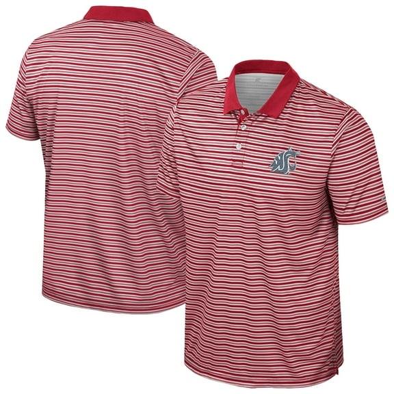 Men's Colosseum Crimson Washington State Cougars Striped Polo