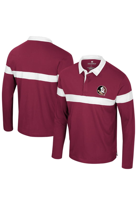Men's Colosseum Garnet Florida State Seminoles Too Cool For School Long Sleeve Polo