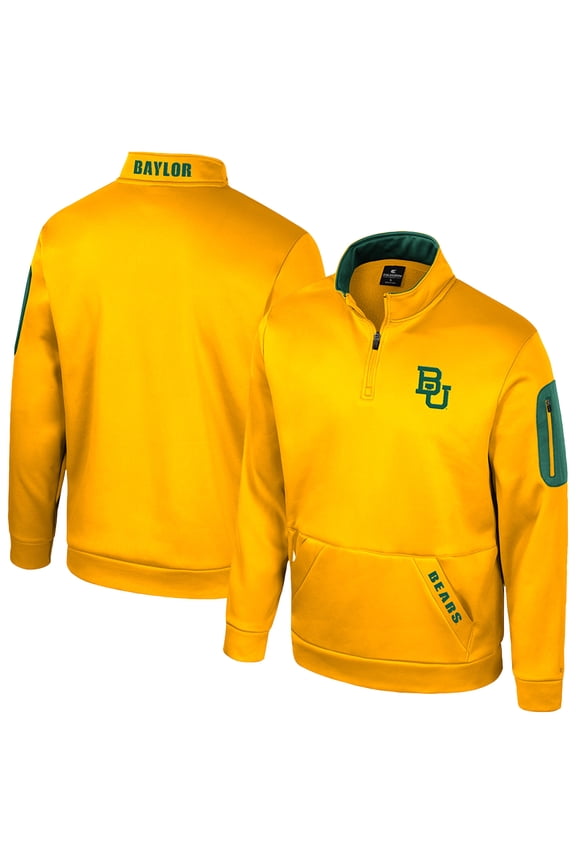 Men's Colosseum Gold Baylor Bears Mainframe Fleece Quarter-Zip Jacket