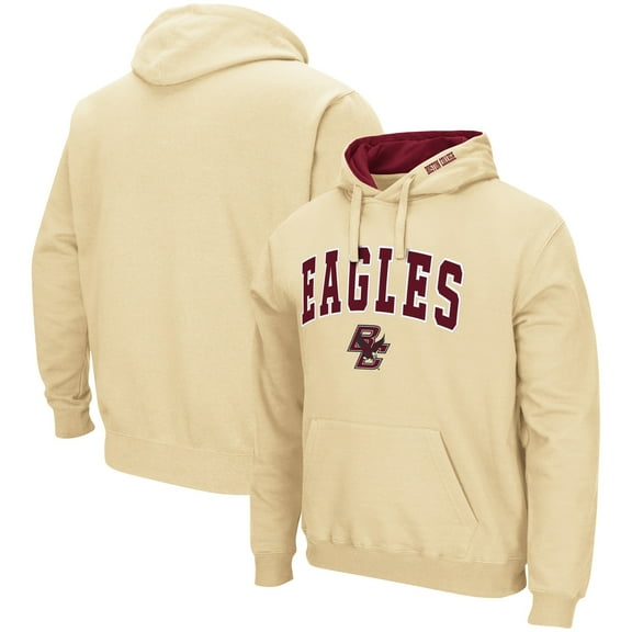 Men's Colosseum Gold Boston College Eagles Arch & Logo 3.0 Pullover Hoodie