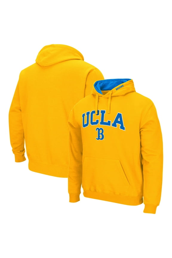 Men's Colosseum Gold UCLA Bruins Arch & Logo 3.0 Pullover Hoodie