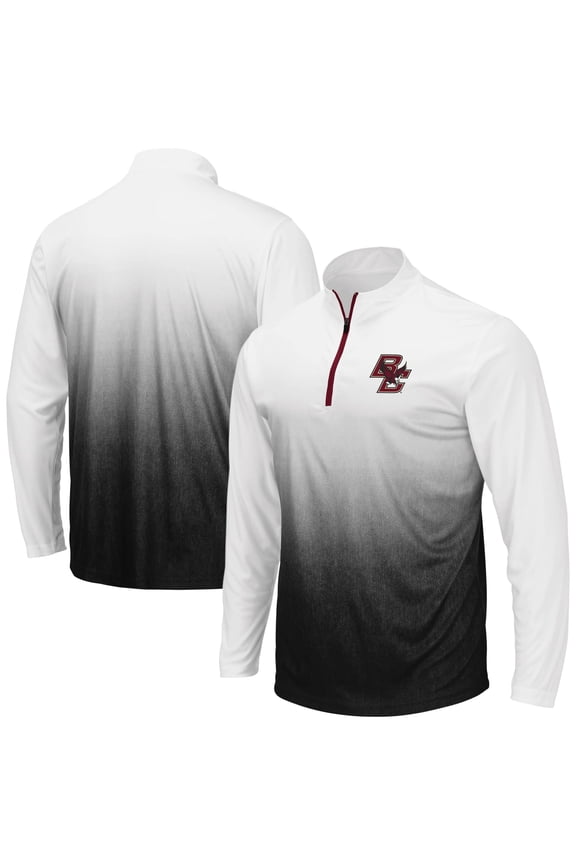 Men's Colosseum Gray Boston College Eagles Magic Team Logo Quarter-Zip Jacket