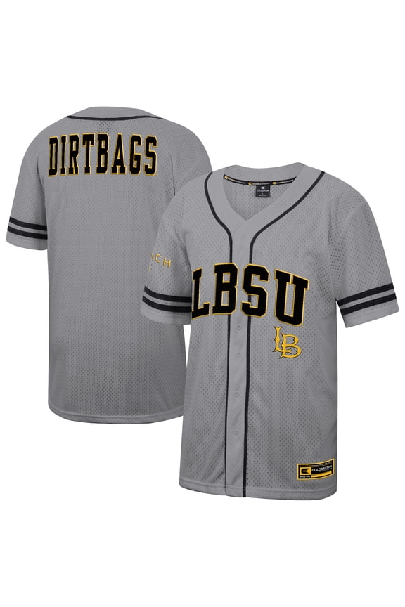 Men's Colosseum Gray Cal State Long Beach The Beach Free Spirited Baseball Jersey