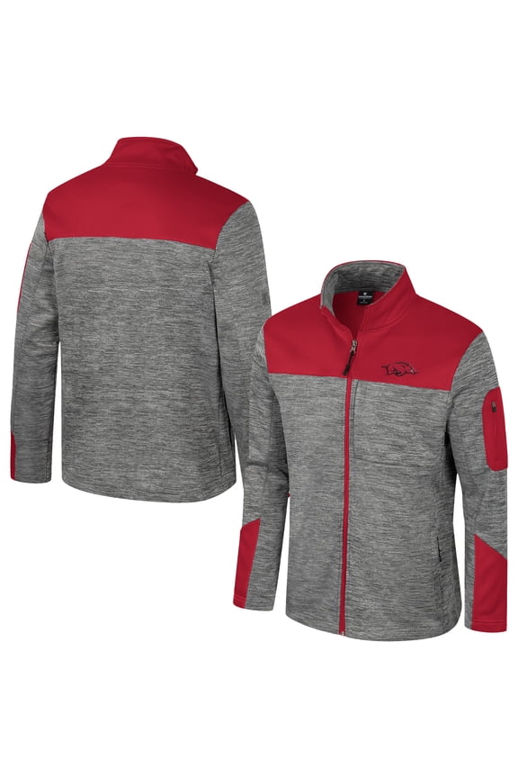 Men's Colosseum  Gray/Cardinal Arkansas Razorbacks Guard Full-Zip Jacket