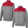 thumbnail image 1 of Men's Colosseum Gray/Cardinal Arkansas Razorbacks Putter Herringbone Full-Zip Jacket, 1 of 3
