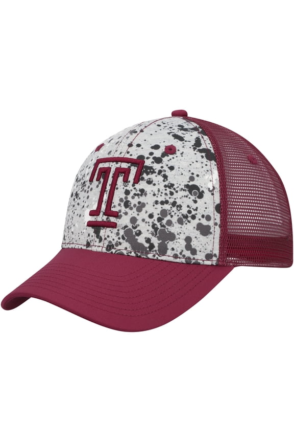 Men's Colosseum Gray/Cherry Temple Owls Love Fern Trucker Snapback Hat
