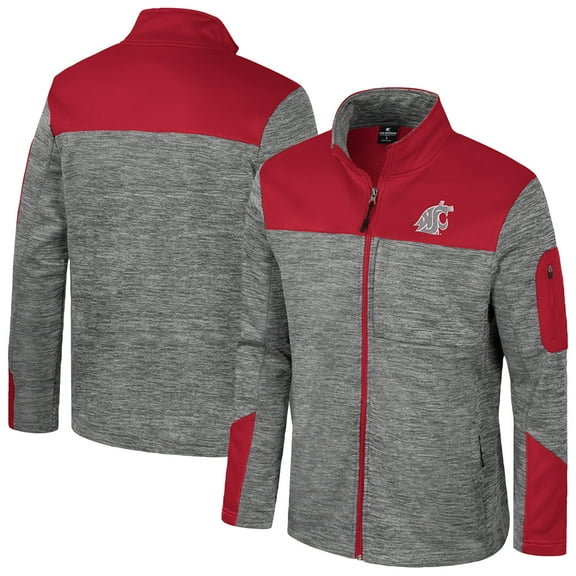 Men's Colosseum Gray/Crimson Washington State Cougars Guard Full-Zip Jacket