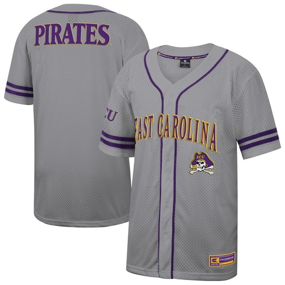 Men's Colosseum Gray ECU Pirates Free Spirited Baseball Jersey