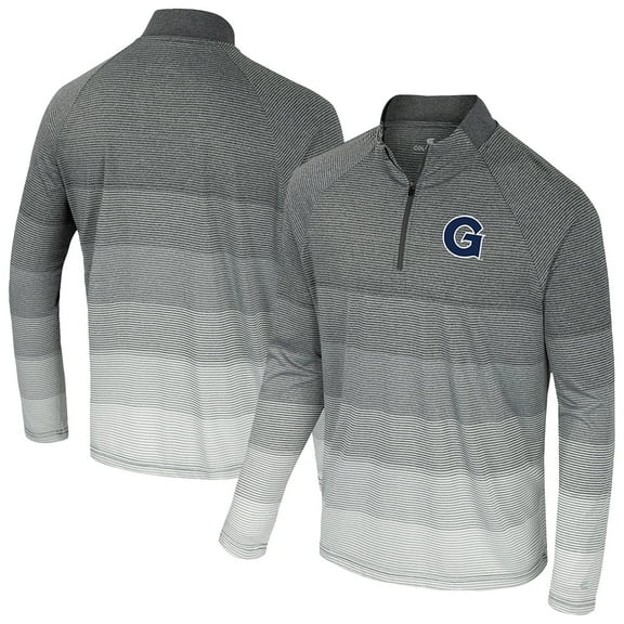 Men's Colosseum Gray Georgetown Hoyas AI Striped Mesh Quarter-Zip Raglan Windshirt