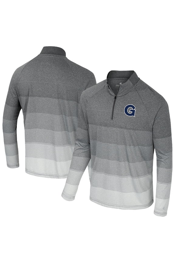 Men's Colosseum Gray Georgetown Hoyas AI Striped Mesh Quarter-Zip Raglan Windshirt