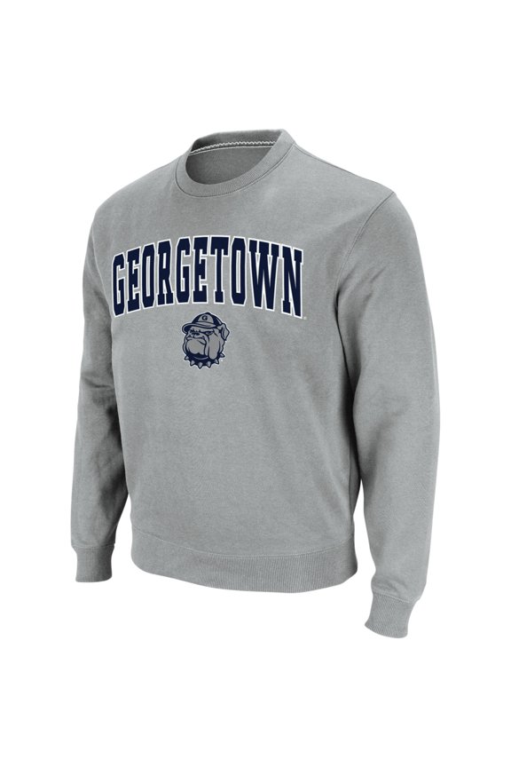 Men's Colosseum Gray Georgetown Hoyas Arch & Logo Crew Neck Sweatshirt