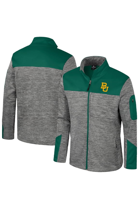 Men's Colosseum Gray/Green Baylor Bears Guard Full-Zip Jacket