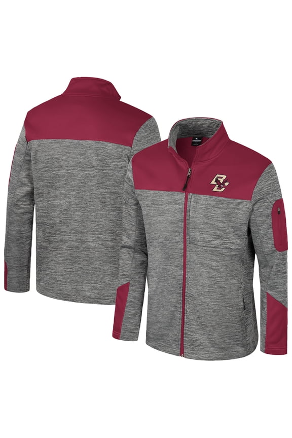 Men's Colosseum  Gray/Maroon Boston College Eagles Guard Full-Zip Jacket
