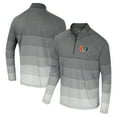 thumbnail image 1 of Men's Colosseum  Gray Miami Hurricanes AI Striped Mesh Quarter-Zip Raglan Windshirt, 1 of 3