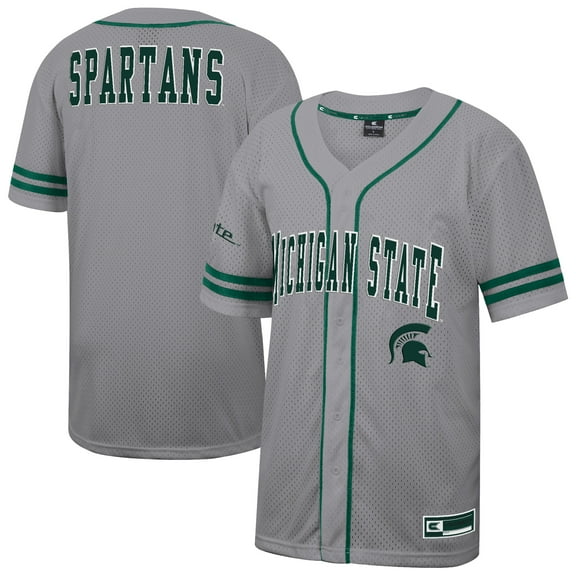 Men's Colosseum Gray Michigan State Spartans Free Spirited Baseball Jersey