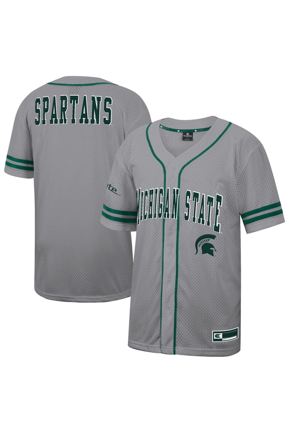 Men's Colosseum Gray Michigan State Spartans Free Spirited Baseball Jersey