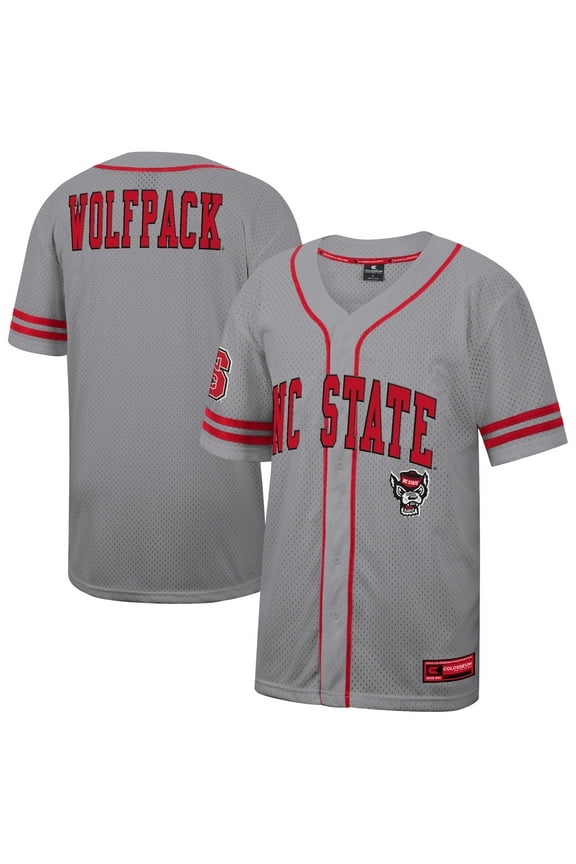 Men's Colosseum Gray NC State Wolfpack Free Spirited Baseball Jersey