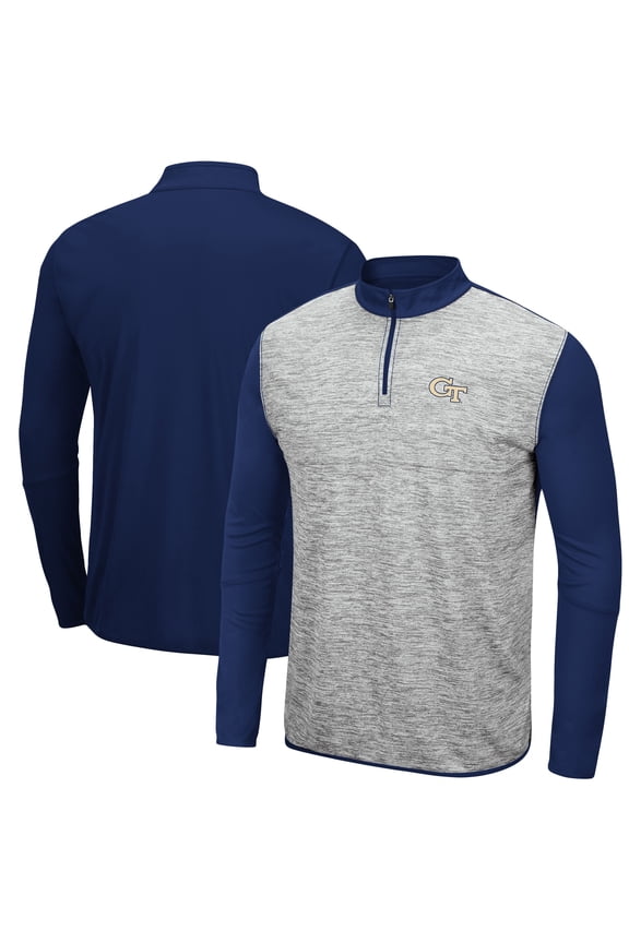 Men's Colosseum Gray/Navy Georgia Tech Yellow Jackets Prospect Space-Dye Quarter-Zip Jacket