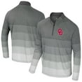 thumbnail image 1 of Men's Colosseum  Gray Oklahoma Sooners AI Striped Mesh Quarter-Zip Raglan Windshirt, 1 of 3