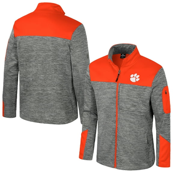Men's Colosseum Gray/Orange Clemson Tigers Guard Full-Zip Jacket