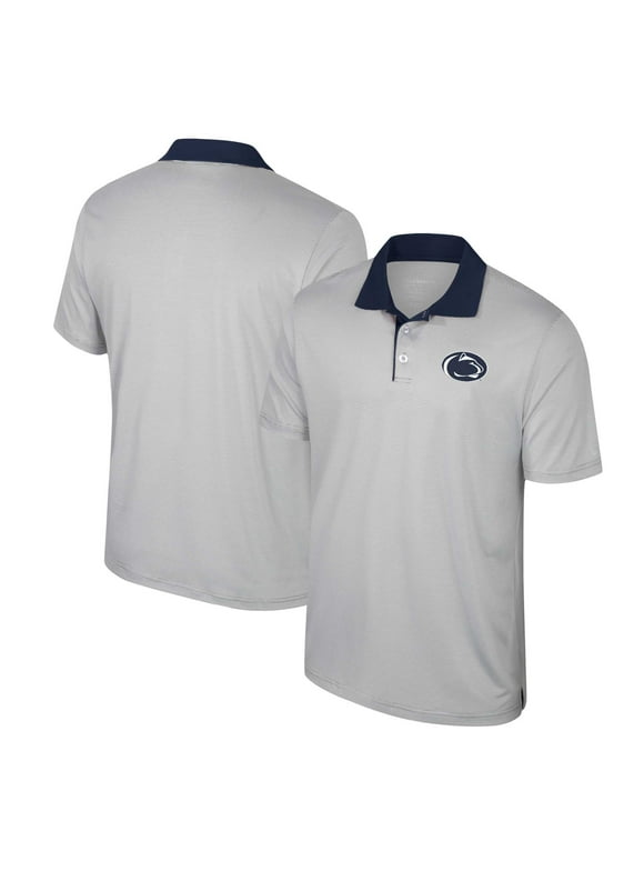 Men's Colosseum Gray Penn State Nittany Lions Tuck Striped Polo